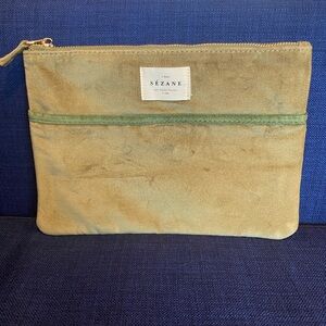 Sézane Velvet Pouch, Olive Green